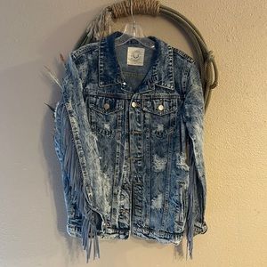 Denim Jacket with Fringe Details
